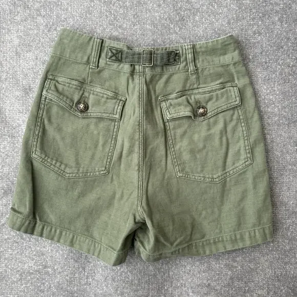 Faherty Shorts Womens 26 Olive Green Arlie Day Utility Patch Pockets Cinch Back - Picture 7 of 8